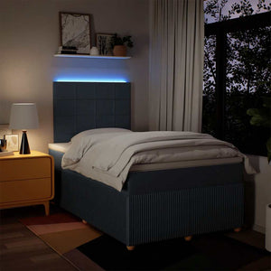 Κρεβάτι Boxspring με Στρώμα Μπλε 120x200 εκ. Υφασμάτινο