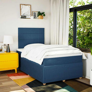 Κρεβάτι Boxspring με Στρώμα Μπλε 120x200 εκ. Υφασμάτινο