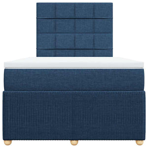 Κρεβάτι Boxspring με Στρώμα Μπλε 120x200 εκ. Υφασμάτινο
