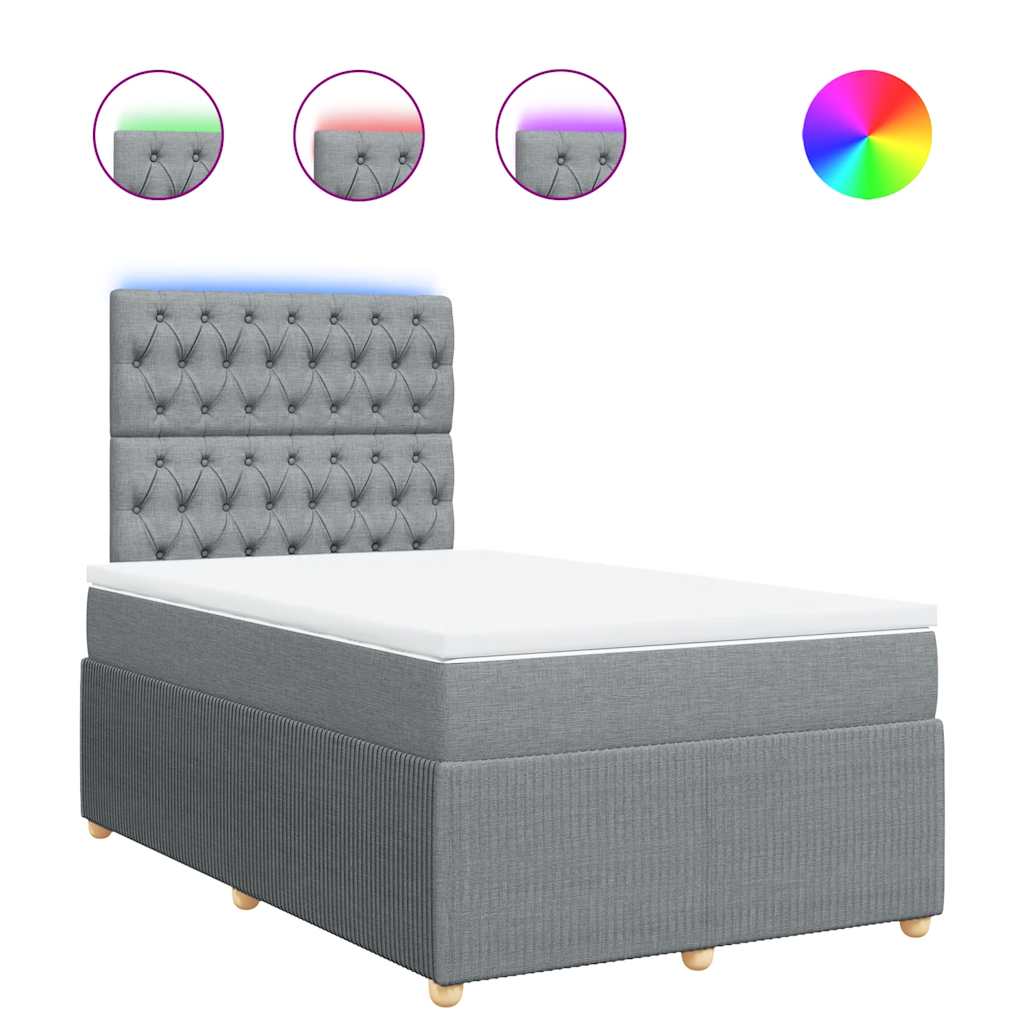 Κρεβάτι Boxspring με Στρώμα Ανοιχτό Γκρι 120x200 εκ. Υφασμάτινο - Pakobazaar