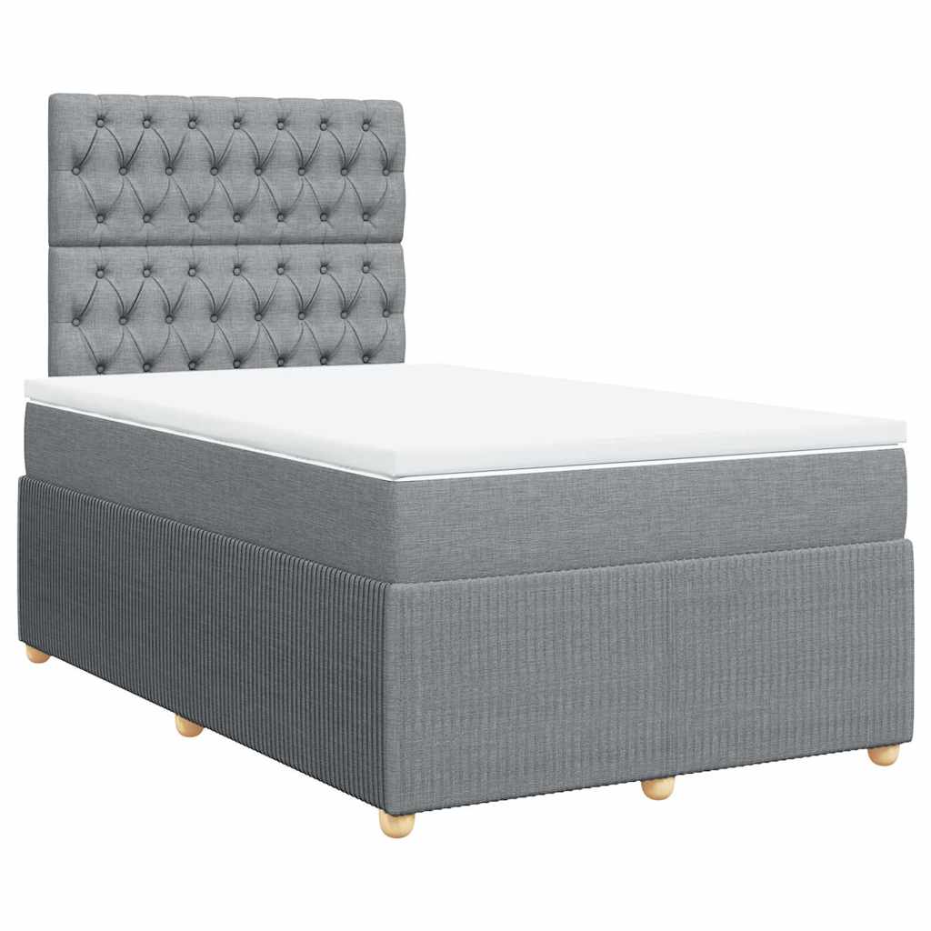 Κρεβάτι Boxspring με Στρώμα Ανοιχτό Γκρι 120x200 εκ. Υφασμάτινο - Pakobazaar