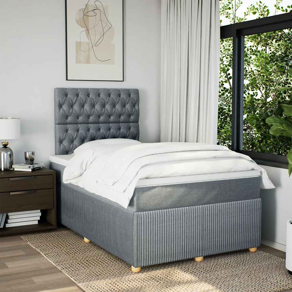 Κρεβάτι Boxspring με Στρώμα Ανοιχτό Γκρι 120x200 εκ. Υφασμάτινο - Pakobazaar