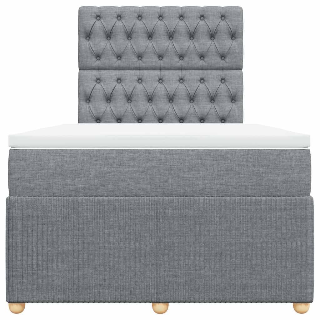 Κρεβάτι Boxspring με Στρώμα Ανοιχτό Γκρι 120x200 εκ. Υφασμάτινο - Pakobazaar