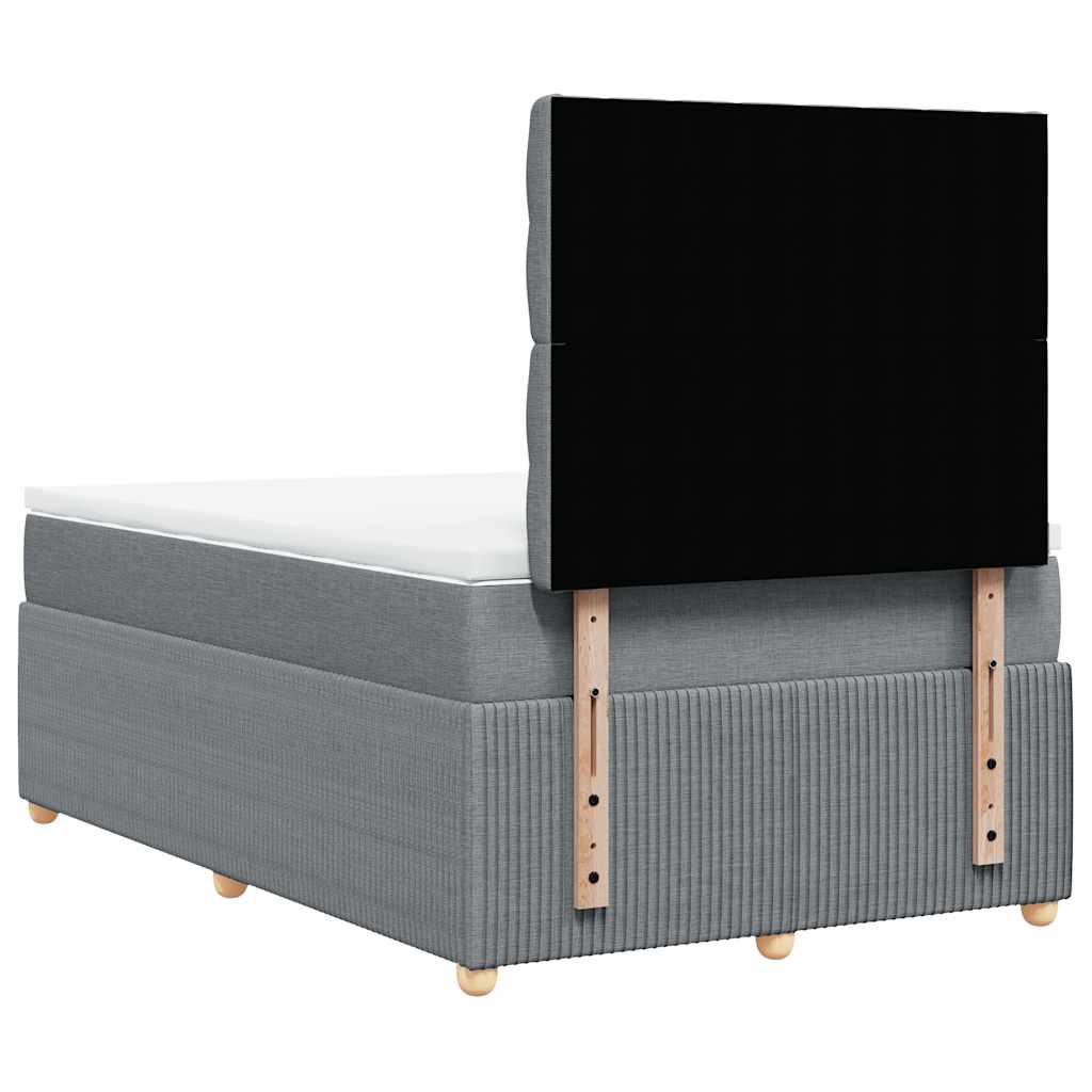 Κρεβάτι Boxspring με Στρώμα Ανοιχτό Γκρι 120x200 εκ. Υφασμάτινο - Pakobazaar