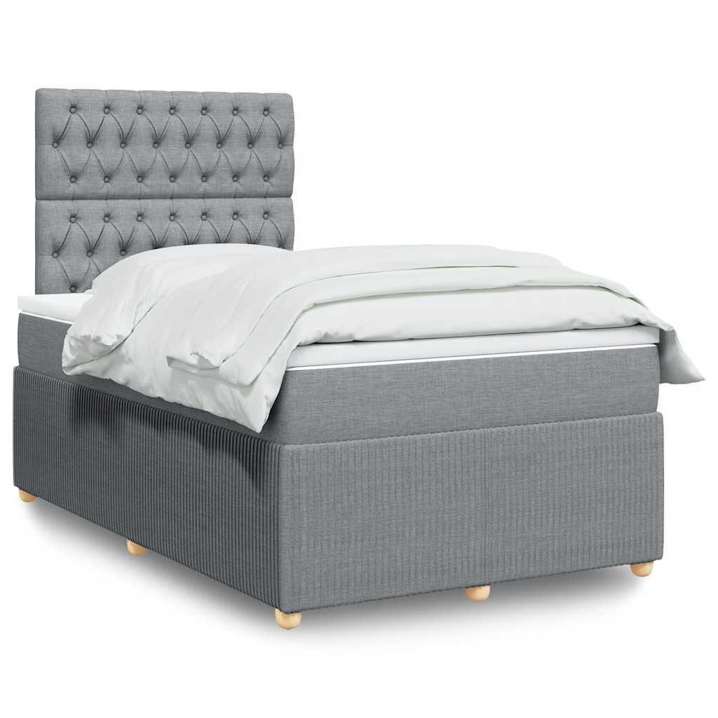 Κρεβάτι Boxspring με Στρώμα Ανοιχτό Γκρι 120x200 εκ. Υφασμάτινο - Pakobazaar