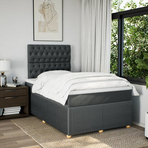 Κρεβάτι Boxspring με Στρώμα Σκούρο Γκρι 120x200 εκ. Υφασμάτινο - Pakobazaar