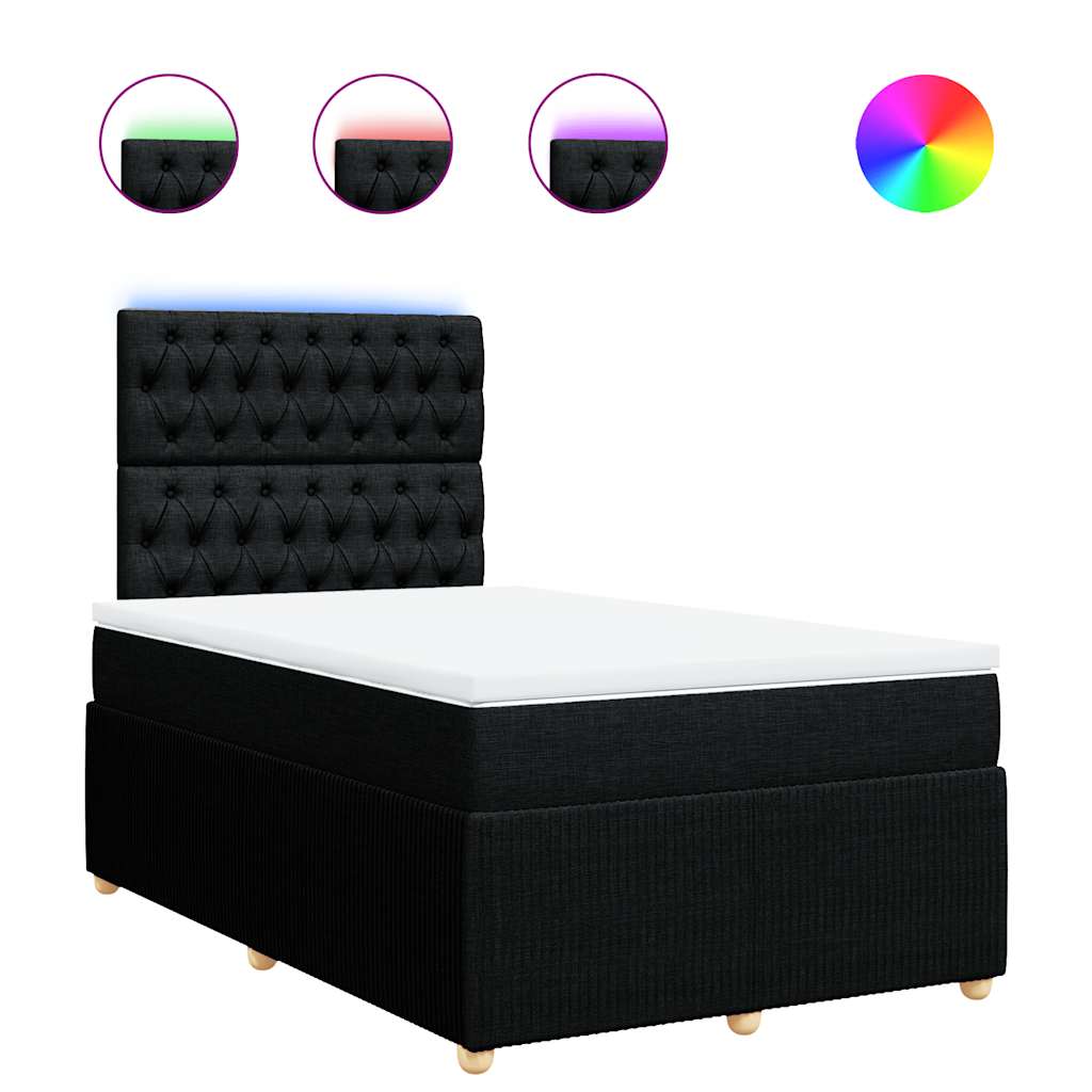 Κρεβάτι Boxspring με Στρώμα Μαύρο 120x200 εκ. Υφασμάτινο - Pakobazaar