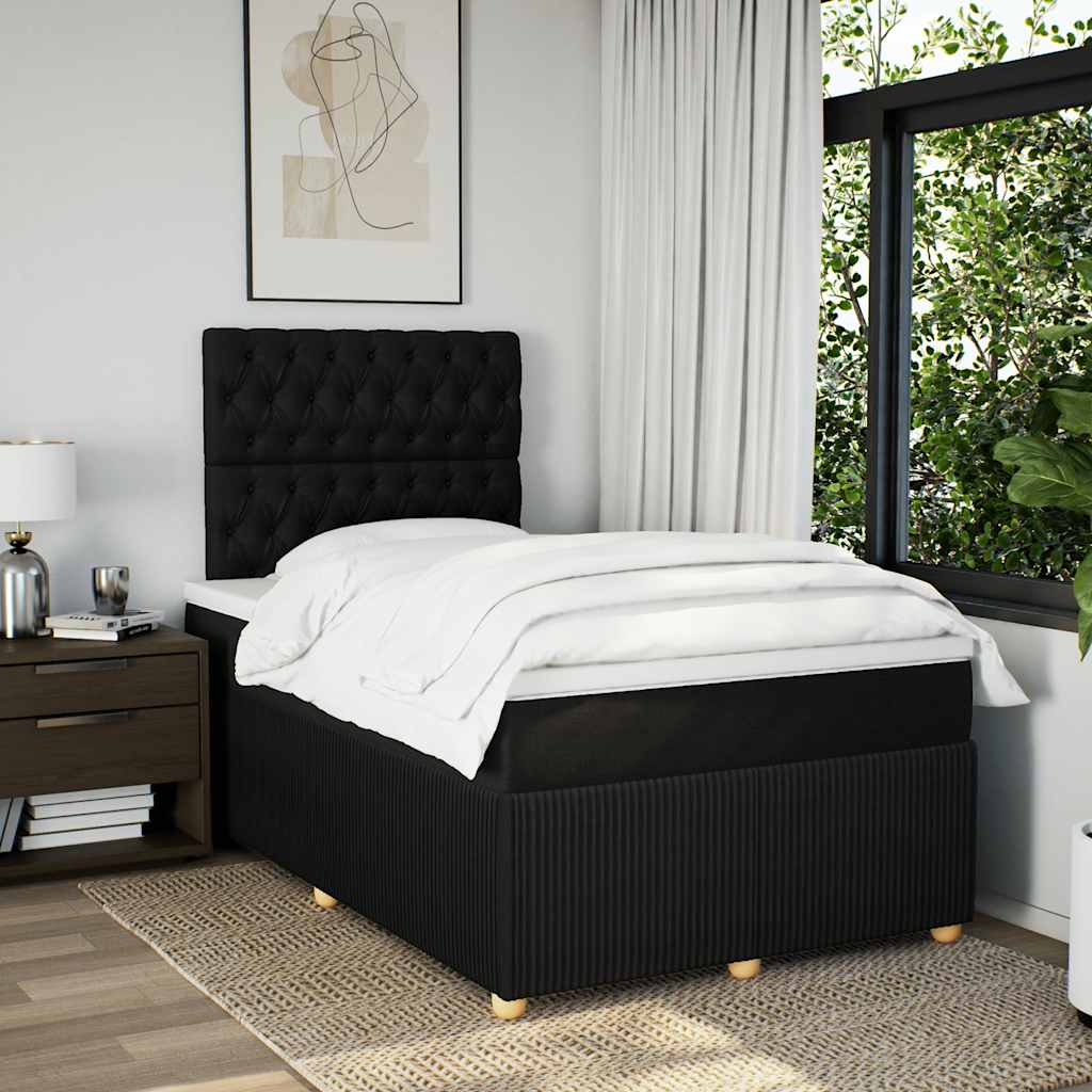 Κρεβάτι Boxspring με Στρώμα Μαύρο 120x200 εκ. Υφασμάτινο - Pakobazaar