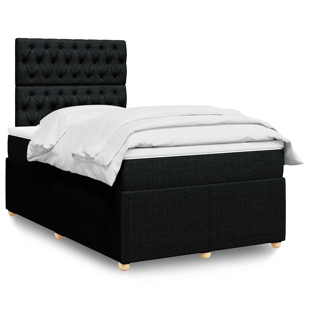 Κρεβάτι Boxspring με Στρώμα Μαύρο 120x200 εκ. Υφασμάτινο - Pakobazaar