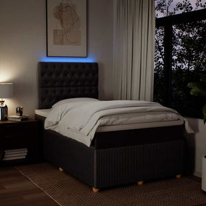 Κρεβάτι Boxspring με Στρώμα Σκούρο Καφέ 120x200 εκ. Υφασμάτινο - Pakobazaar