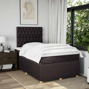 Κρεβάτι Boxspring με Στρώμα Σκούρο Καφέ 120x200 εκ. Υφασμάτινο - Pakobazaar