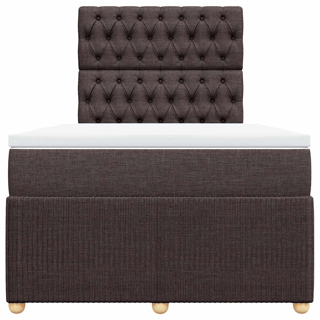 Κρεβάτι Boxspring με Στρώμα Σκούρο Καφέ 120x200 εκ. Υφασμάτινο - Pakobazaar