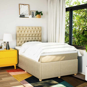 Κρεβάτι Boxspring με Στρώμα Κρεμ 120x200 εκ. Υφασμάτινο - Pakobazaar