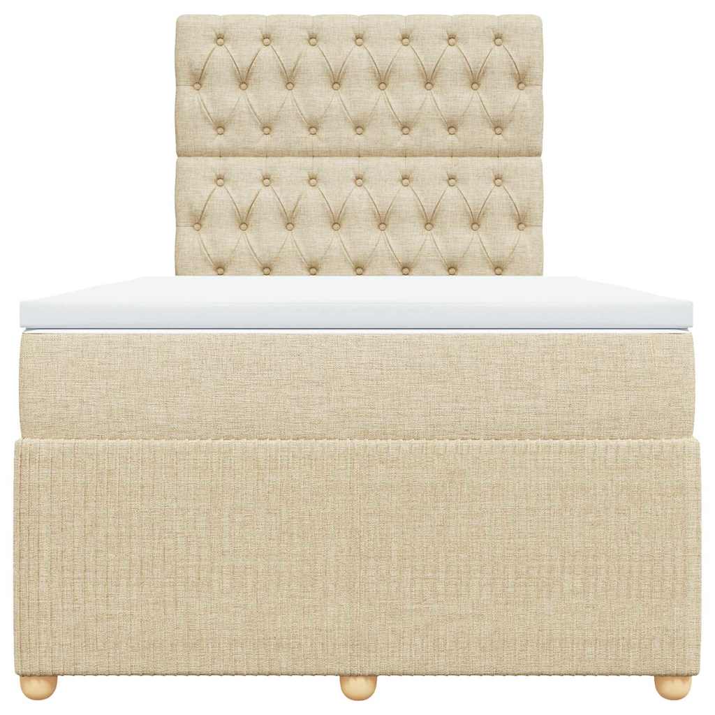 Κρεβάτι Boxspring με Στρώμα Κρεμ 120x200 εκ. Υφασμάτινο - Pakobazaar