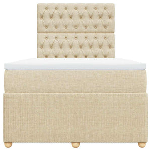 Κρεβάτι Boxspring με Στρώμα Κρεμ 120x200 εκ. Υφασμάτινο - Pakobazaar