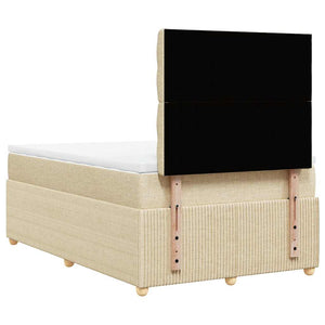 Κρεβάτι Boxspring με Στρώμα Κρεμ 120x200 εκ. Υφασμάτινο - Pakobazaar