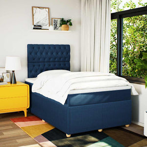 Κρεβάτι Boxspring με Στρώμα Μπλε 120x200 εκ. Υφασμάτινο - Pakobazaar