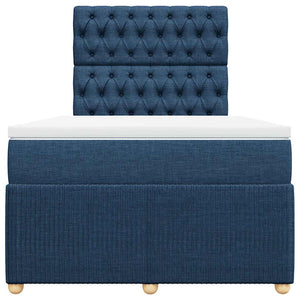 Κρεβάτι Boxspring με Στρώμα Μπλε 120x200 εκ. Υφασμάτινο - Pakobazaar