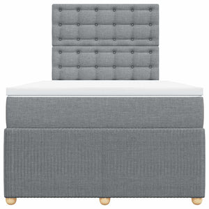 Κρεβάτι Boxspring με Στρώμα Ανοιχτό Γκρι 120x200 εκ. Υφασμάτινο - Pakobazaar