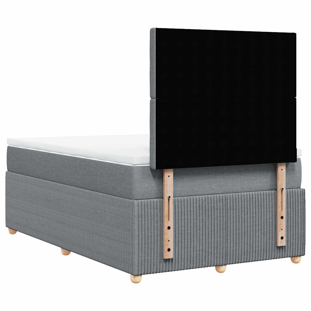 Κρεβάτι Boxspring με Στρώμα Ανοιχτό Γκρι 120x200 εκ. Υφασμάτινο - Pakobazaar