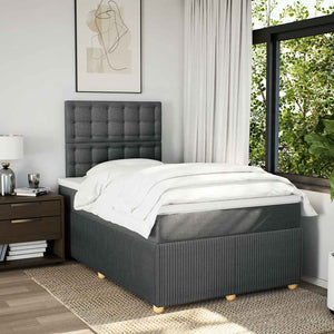 Κρεβάτι Boxspring με Στρώμα Σκούρο Γκρι 120x200 εκ. Υφασμάτινο - Pakobazaar