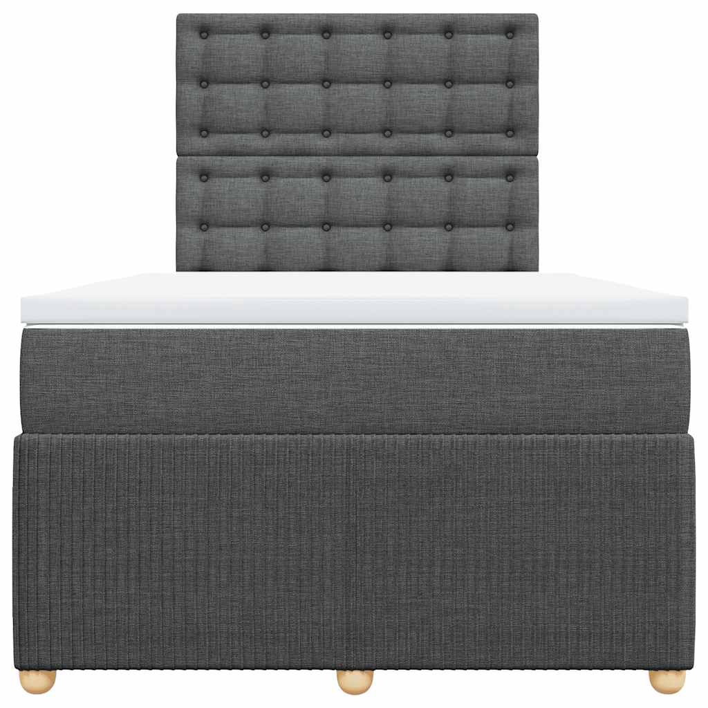 Κρεβάτι Boxspring με Στρώμα Σκούρο Γκρι 120x200 εκ. Υφασμάτινο - Pakobazaar