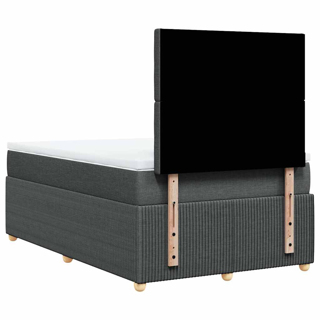 Κρεβάτι Boxspring με Στρώμα Σκούρο Γκρι 120x200 εκ. Υφασμάτινο - Pakobazaar