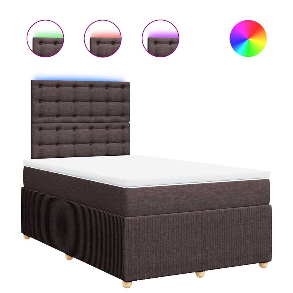 Κρεβάτι Boxspring με Στρώμα Σκούρο Καφέ 120x200 εκ. Υφασμάτινο - Pakobazaar