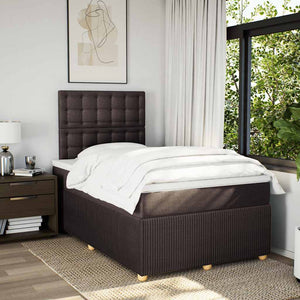 Κρεβάτι Boxspring με Στρώμα Σκούρο Καφέ 120x200 εκ. Υφασμάτινο - Pakobazaar