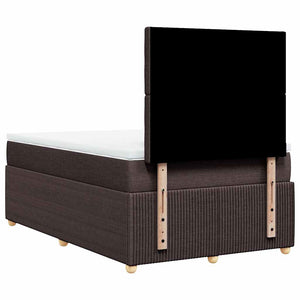 Κρεβάτι Boxspring με Στρώμα Σκούρο Καφέ 120x200 εκ. Υφασμάτινο - Pakobazaar