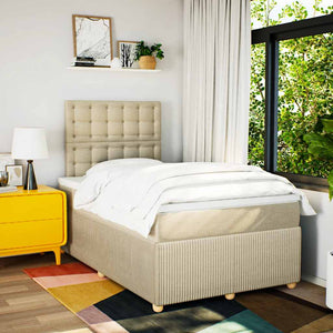 Κρεβάτι Boxspring με Στρώμα Κρεμ 120x200 εκ. Υφασμάτινο - Pakobazaar