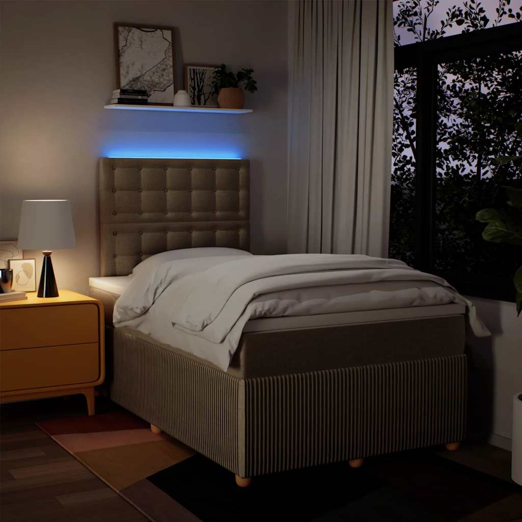 Κρεβάτι Boxspring με Στρώμα Κρεμ 120x200 εκ. Υφασμάτινο - Pakobazaar