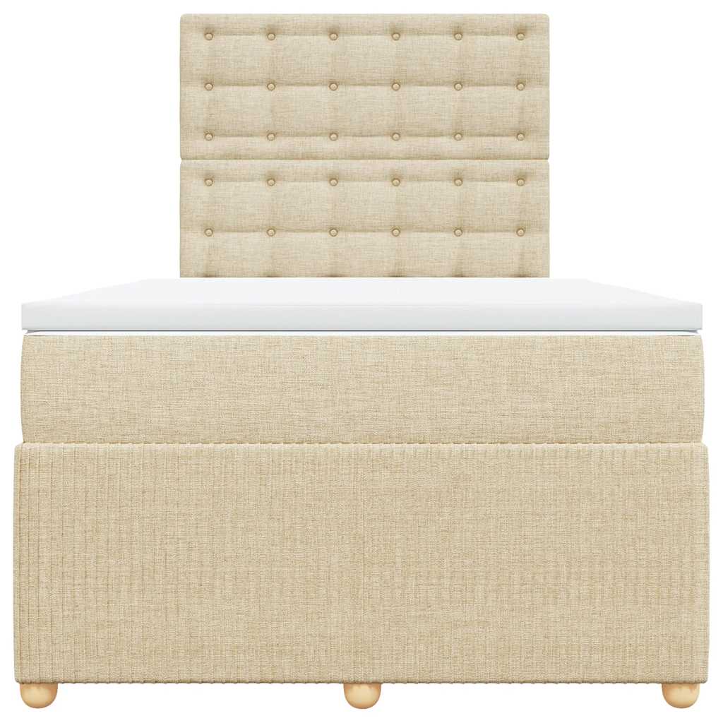 Κρεβάτι Boxspring με Στρώμα Κρεμ 120x200 εκ. Υφασμάτινο - Pakobazaar