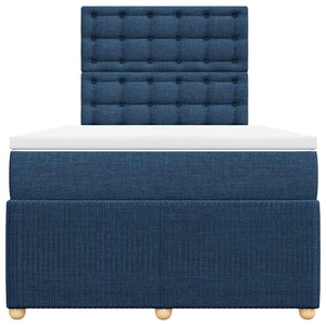 Κρεβάτι Boxspring με Στρώμα Μπλε 120x200 εκ. Υφασμάτινο - Pakobazaar