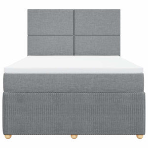 Κρεβάτι Boxspring με Στρώμα Ανοιχτό Γκρι 140x190 εκ. Υφασμάτινο - Pakobazaar