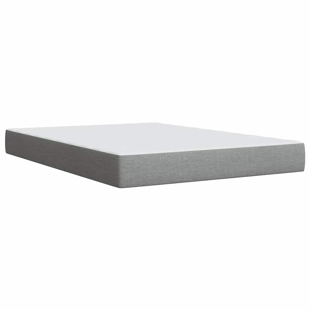 Κρεβάτι Boxspring με Στρώμα Ανοιχτό Γκρι 140x190 εκ. Υφασμάτινο - Pakobazaar