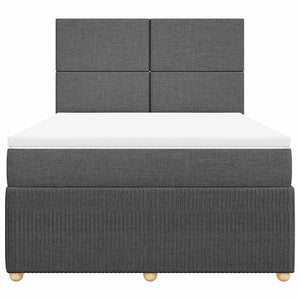 Κρεβάτι Boxspring με Στρώμα Σκούρο Γκρι 140x190 εκ. Υφασμάτινο - Pakobazaar
