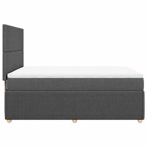 Κρεβάτι Boxspring με Στρώμα Σκούρο Γκρι 140x190 εκ. Υφασμάτινο - Pakobazaar