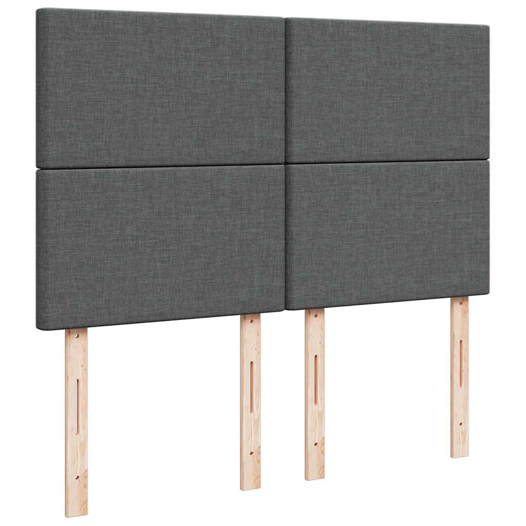 Κρεβάτι Boxspring με Στρώμα Σκούρο Γκρι 140x190 εκ. Υφασμάτινο - Pakobazaar