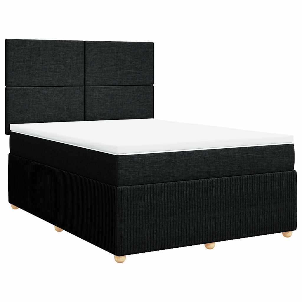 Κρεβάτι Boxspring με Στρώμα Μαύρο 140x190 εκ. Υφασμάτινο - Pakobazaar