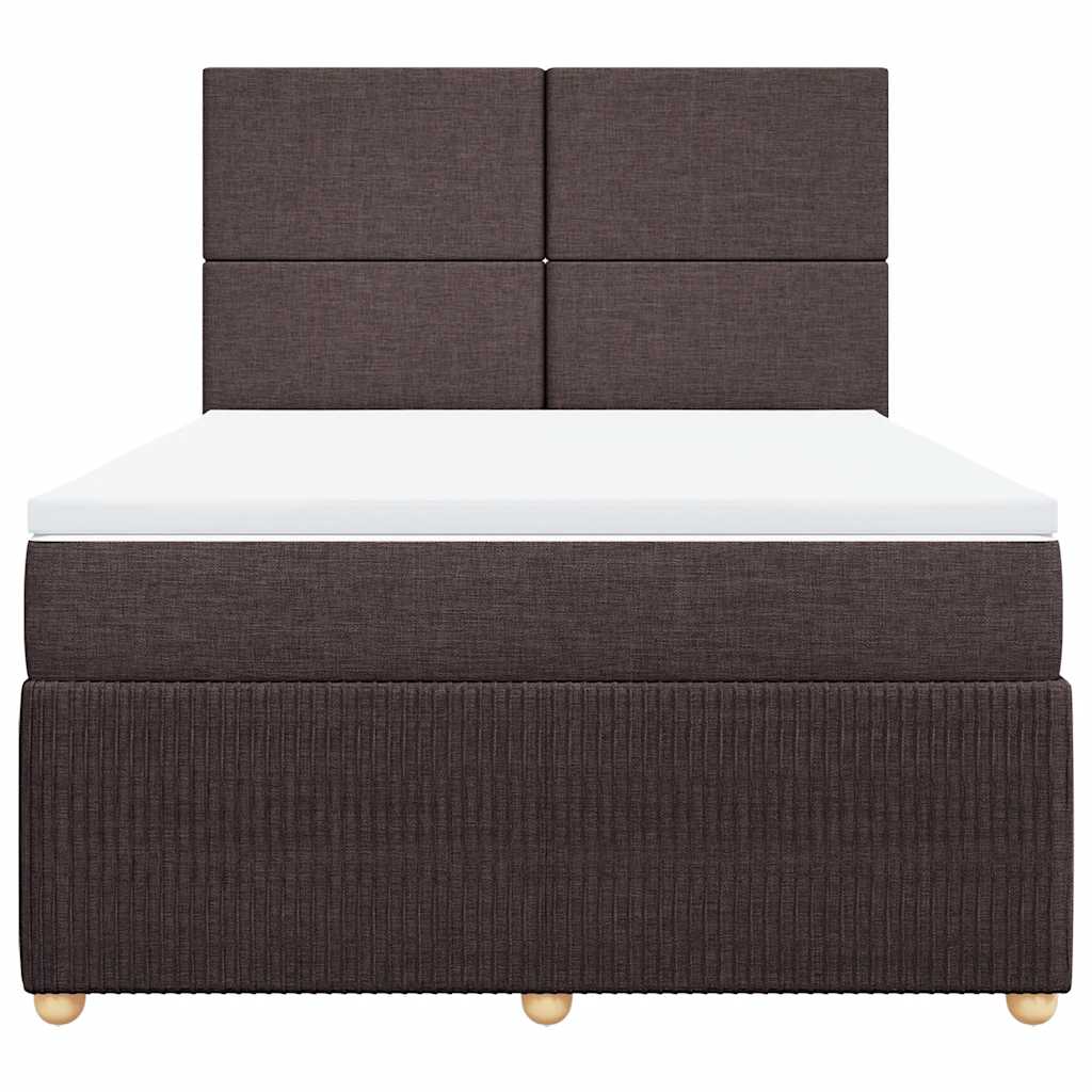 Κρεβάτι Boxspring με Στρώμα Σκούρο Καφέ 140x190 εκ. Υφασμάτινο