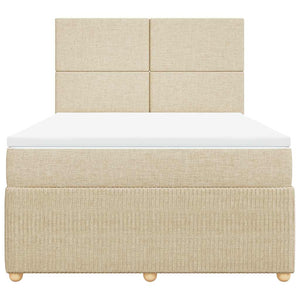 Κρεβάτι Boxspring με Στρώμα Κρεμ 140x190 εκ. Υφασμάτινο - Pakobazaar