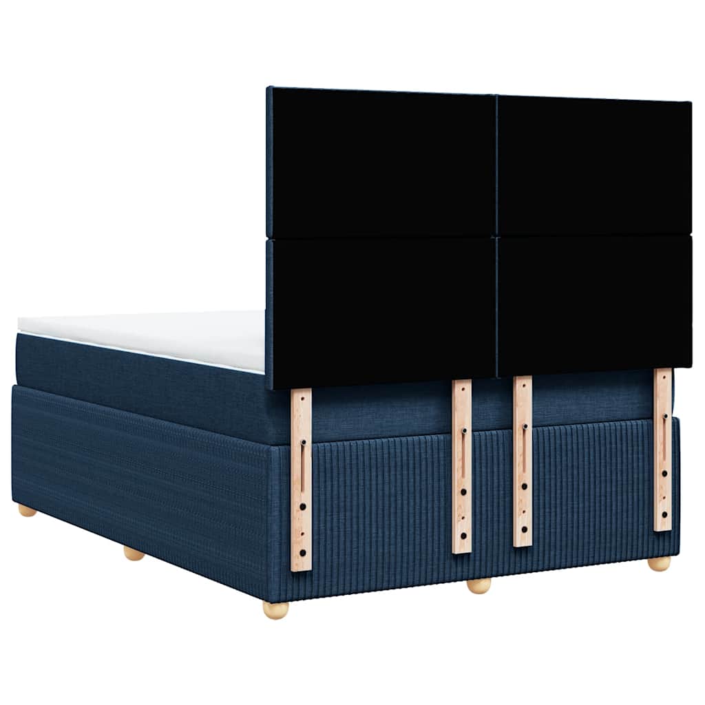 Κρεβάτι Boxspring με Στρώμα Μπλε 140x190 εκ. Υφασμάτινο