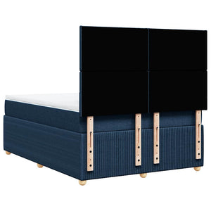 Κρεβάτι Boxspring με Στρώμα Μπλε 140x190 εκ. Υφασμάτινο