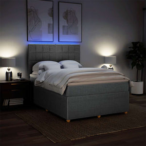 Κρεβάτι Boxspring με Στρώμα Ανοιχτό Γκρι 140x190 εκ. Υφασμάτινο - Pakobazaar