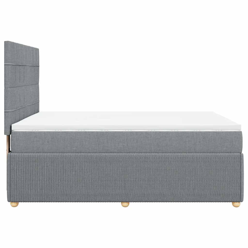 Κρεβάτι Boxspring με Στρώμα Ανοιχτό Γκρι 140x190 εκ. Υφασμάτινο - Pakobazaar
