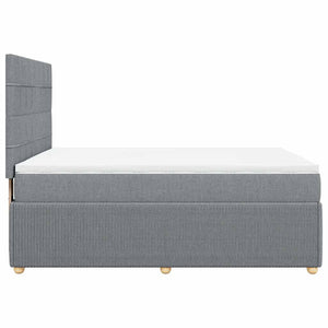 Κρεβάτι Boxspring με Στρώμα Ανοιχτό Γκρι 140x190 εκ. Υφασμάτινο - Pakobazaar