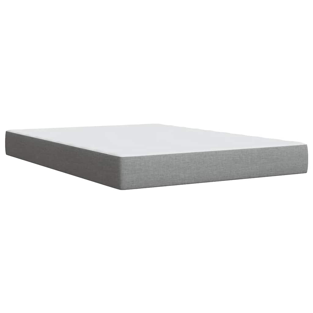Κρεβάτι Boxspring με Στρώμα Ανοιχτό Γκρι 140x190 εκ. Υφασμάτινο - Pakobazaar