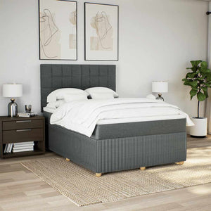 Κρεβάτι Boxspring με Στρώμα Σκούρο Γκρι 140x190 εκ. Υφασμάτινο - Pakobazaar