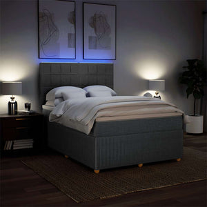 Κρεβάτι Boxspring με Στρώμα Σκούρο Γκρι 140x190 εκ. Υφασμάτινο - Pakobazaar